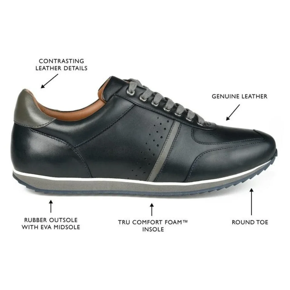 NWB‎ Thomas & Vine Fenway Wide Width Leather Sneakers Gray/Blue size 9.5